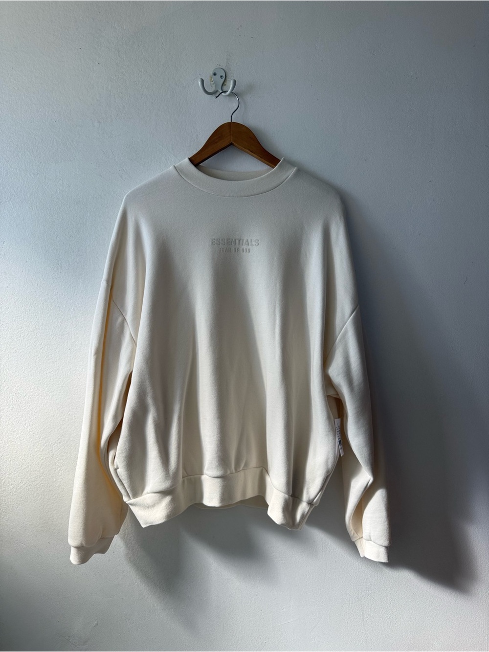 fear of god ESSENTIALS cream crewneck sweatshirt